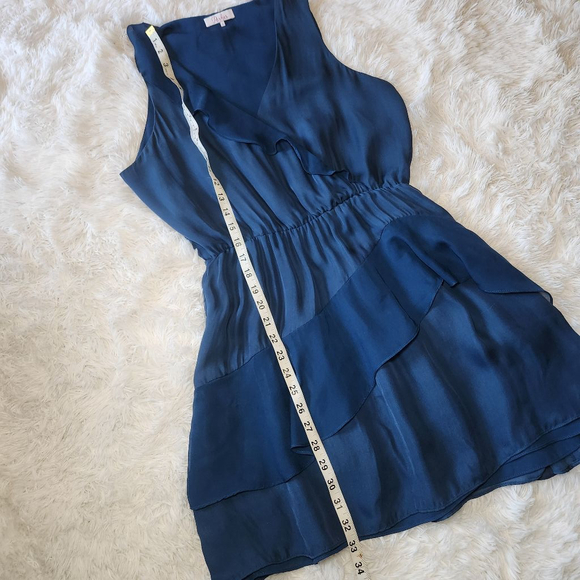 Parker Silk Blend V Neck Ruffle Mini Dress - Picture 7 of 13